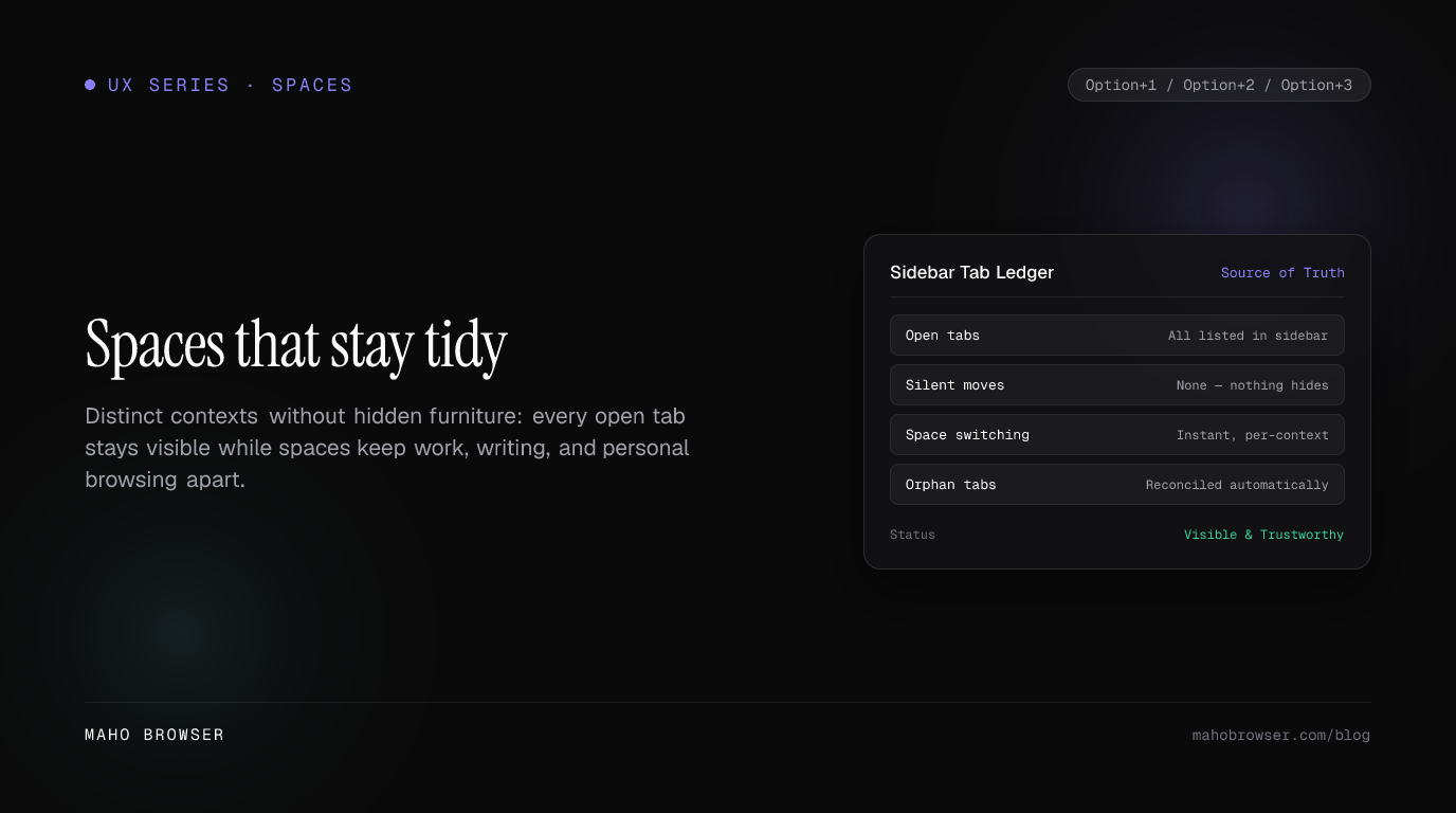 A tidy vertical sidebar with clean spaces and subtle accents