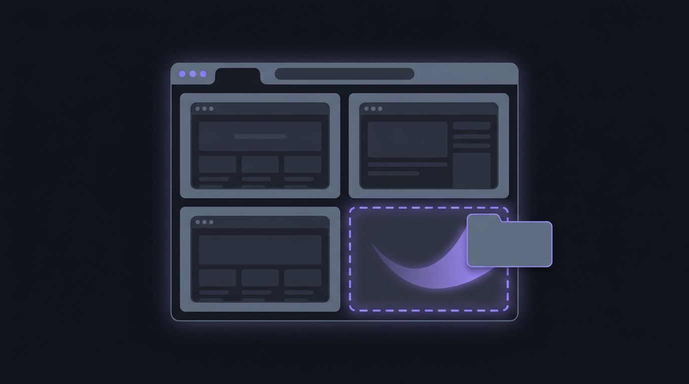 Four-way split grid with drop target preview overlay
